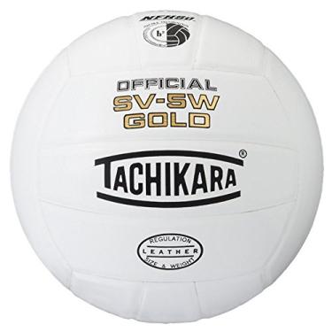 Imagem de Tachikara Bola de vôlei de couro premium SV5W Gold Competition (branca)