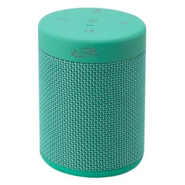Imagem de Alto-falante iLive portátil Bluetooth à prova d'água, 6 x 6 x 9 cm, inclui cabo micro-USB para USB e clipe mosquetão, turquesa (ISBW108TQ)