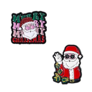 Imagem de Broche de Papai Noel para mulheres, homens, meninas, esmaltado, Natal, festa, fantasia, enfeite fofo, broches, alfinetes, lapela pequena para vestido, terno, chapéu, crachá, acessórios de roupas
