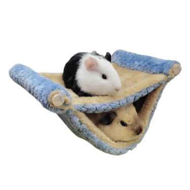 Imagem de Generic Cama de Rede de Suspensão de Pelúcia de Dupla Camada de Animal Pequeno para Esquilos Chinchilas, Rede de Suspensão de Hamster Quente Macio para Animais de Estimação de Escalada (Azul)