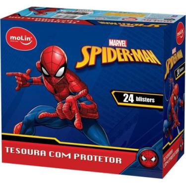 Imagem de Tesoura Escolar Decorada SPIDER-MAN com Protetor 13CM (S) - Molin
