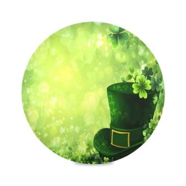Imagem de Wassud Jogo americano chapéu de dia de São Patrício tapetes de mesa redondos para cozinha e jantar tapetes laváveis resistentes ao calor decoração de mesa 39 cm