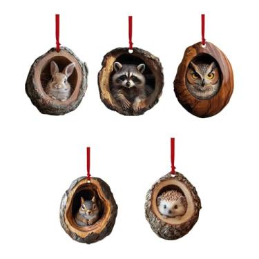 Imagem de MotiveTech Decorações suspensas planas em acrílico 2D, enfeite de árvore de Natal, ornamento de animal para parede, decoração de inauguração de casa e festas, Style B