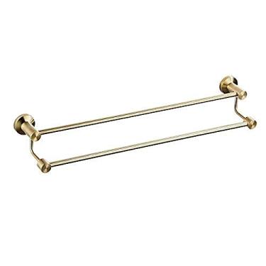 Imagem de Toalheiro duplo dourado escovado moderno acessórios de banheiro toalheiro à prova de ferrugem suporte de toalha montado na parede para banheiro ou hotel, 600 mm / 24 polegadas