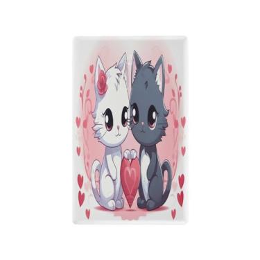 Imagem de Wassud Placa de cobertura para interruptor de luz para dois gatos doces, 1 capa de tomada em branco placa de parede decorativa decoração de casa sala de estar quarto