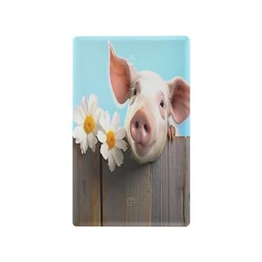 Imagem de Wassud Placa de cobertura de interruptor de luz Pig on the board, 1 capa de tomada em branco placa de parede decorativa decoração de casa sala de estar quarto