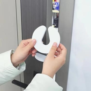 Imagem de 4 peças de protetores de aperto de dedo de porta de espuma macia - para-choques de canto de segurança, tampa de batida e proteção de segurança, 4 peças