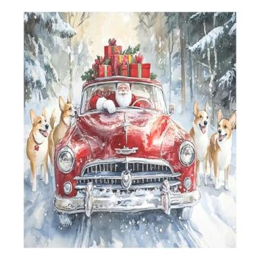 Imagem de STAYTOP Capa magnética retrô vermelha para carro e Papai Noel 58 x 66 cm, capa decorativa para geladeira para porta da frente, adesivo, máquina de lavar, painel de geladeira, decalque para utensílios