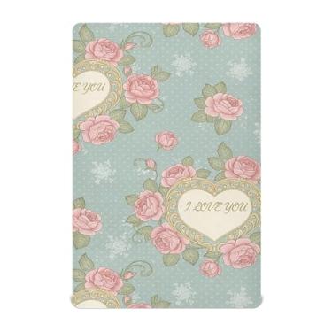 Imagem de Burbuja Lençol de berço com coração de rosas para meninos e meninas, lençol com elástico 71 x 132 cm para colchões de berço padrão e infantil, macio e respirável