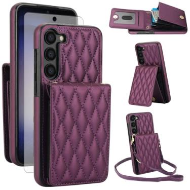 Imagem de Capa de celular para Samsung Galaxy S23 5G com protetor de tela, compartimento para cartão de crédito, alça transversal com suporte para bloqueio de RFID S 23 23S GS23 G5 SM-S911U 6,1 polegadas,