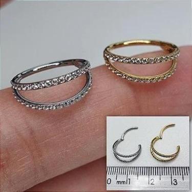 Imagem de Argola titânio lateral duplo clicker com zircônias cristal - no-brand