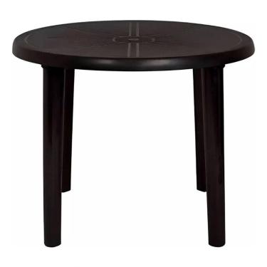 Imagem de Mesa Plástica Redonda Desmontável Preta Mor