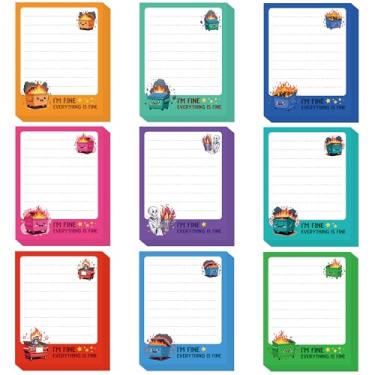 Imagem de Zaamwoyy 9 peças de notas adesivas para lixeira de fogo, acessórios de mesa engraçados, lixeira divertida, notas autoadesivas para professores, estudantes, reuniões, escritório, trabalhadores