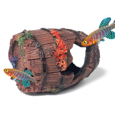 Imagem de GOLOMOZ Star-Fish Broken Barrel Decor Resina Betta Tanque Acessórios de Aquário Enfeites Fofos para Escondidos de Cavernas Pequenas Decorações, Esconderijo de Camarão, Decoração de Tanque de Peixe