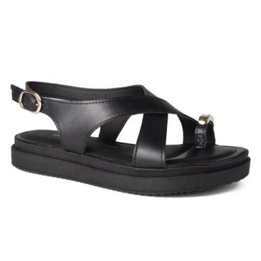 Imagem de Sandália Dakota Flatform Detalhe Dedo Conforto Verão Y9283 Cor:PretoTa
