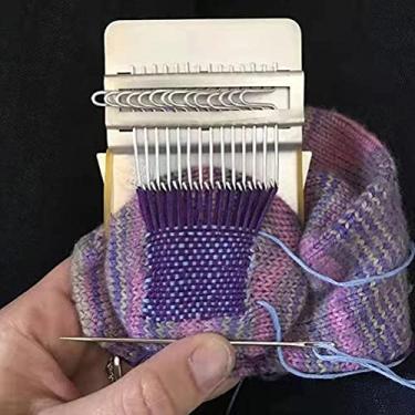 Imagem de aqxreight Ferramenta de Tecer à Mão Mini Ferramenta de Darning DIY Máquina de Remendo de Trança para Iniciantes Placa Trabalhando Uma de Peças Pequeno tricô Com Dois The e Weave Tool Darning Tool (Como mostrado)