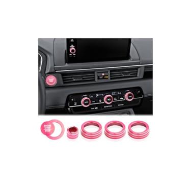 Imagem de DvlynAuroa Para Honda Pilot Accessories 2023-2025, kit de capas de botão de acabamento de liga de alumínio com 6 peças - inicialização, ar condicionado e ajuste de volume (rosa)