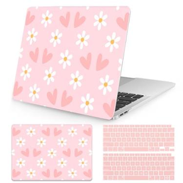 Imagem de Seorsok Compatível com MacBook Air 13 polegadas Case 2022 2021 2020 2019 2018 versão A1932 A2179 M1 A2337 Touch ID, capa rígida de plástico rosa e flor com teclado