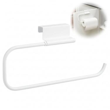 Imagem de Yaocom Suporte de toalha de papel para porta de armário de 30 cm, armazenamento e dispensador de toalha de papel para cozinha, banheiro, lavanderia, aço inoxidável (branco, 1 peça)