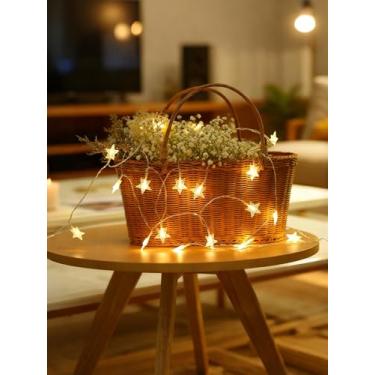 Imagem de Cordão de luzes USB de 4,9 m, 50 luzes de LED brancas quentes para decoração de festa de casamento de Natal em ambientes internos e externos