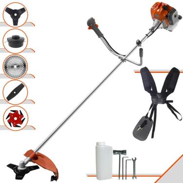 Imagem de Roçadeira Tekna RL430ACN-TK À Gasolina 2T 43cc 1,7HP 9.000rpm Profissional e de Alta Performance Com Carretel de Nylon e Kit 4 Lâminas de Cortes
