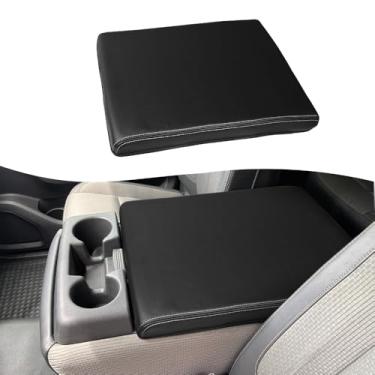 Imagem de DEYTOP Capa de console central para Nissan Titan 2004-2024 acessórios capa de apoio de braço para acessórios Nissan Titan protetor de apoio de braço de couro anti-arranhões (preto com pontos brancos)