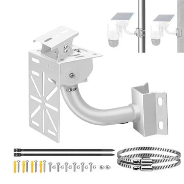 Imagem de SamIdea Suporte de painel solar para câmera de segurança, suporte de liga de alumínio 2 em 1 para canto e poste, kit de montagem resistente à prova de ferrugem à prova de ferrugem para câmeras CCTV
