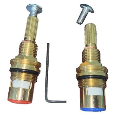 Imagem de Conjunto de válvula de cerâmica latão 1-001 e latão 1-002, kit de substituição de torneira generalizada quente e fria com chave de fenda, chave Allen, parafusos, construção à prova de ferrugem