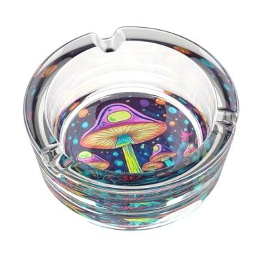 Imagem de Cinzeiro de vidro de desenho animado, cinzeiros domésticos, cinzeiros legais sem bagunça cinzeiro redondo transparente para decoração de escritório em casa ou pátio varanda uso ao ar livre (rosa)