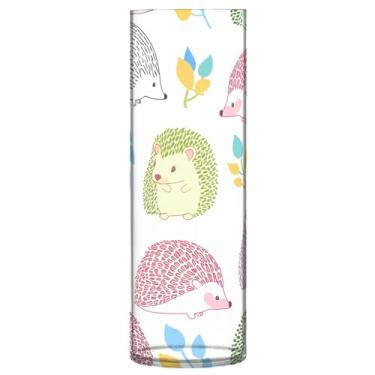 Imagem de JUZIHAI Vaso de flores com padrão fofo de 9,9 cm x 30 cm de cilindro de plástico moderno para decoração de casa de centro de mesa de casamento