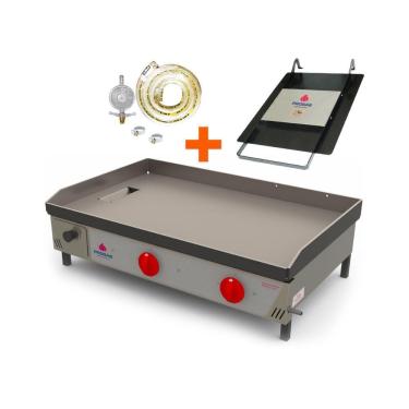 Imagem de Kit - Chapa Lanche Bifeteira A Gás Pr-800g + Prensa Pão + Kit Gás - Progás