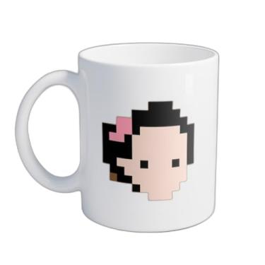 Imagem de Caneca Xícara de Café Porcelana 300ml Arte Pixel Rosa