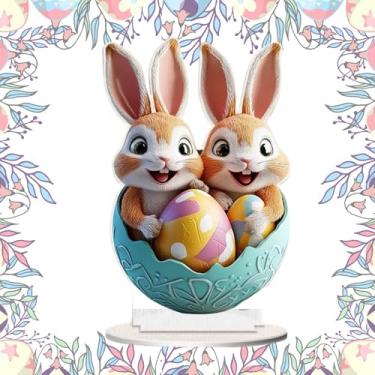 Imagem de Decoração de Páscoa | Bandeja Em Camadas De Acrílico Com Design De Ovo E Enfeite De Coelho | Placa de Páscoa para Mesa,Design de Ovo Estilo Fazenda para Festa de Primavera, Bancada, Feriado, Lareira e