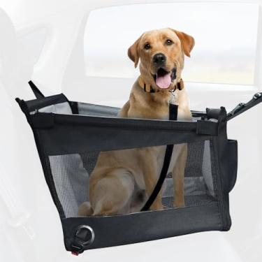 Imagem de Carrinho de Cão para Carro Rede Ajustável Portátil Plegável Viagens Cães Pequenos a Médios Tecido Oxford Lavável Estrutura Estável Malha Respirável Coleira Segura Protetor Assento Pets