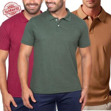 Imagem de Kit 5 Camisas Gola Polo Masculina Blusa Slim Atacado - J SILVER, Kit 3