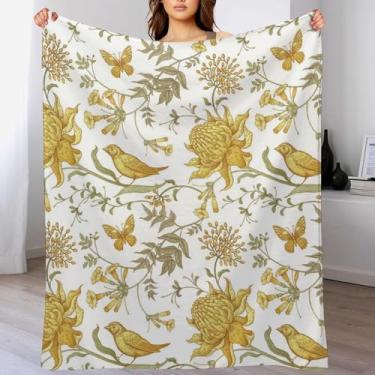 Imagem de Manta floral colorida para decoração de presentes de flanela super macia de lã aconchegante para sofá, sofá e viagens, cobertores felpudos quentes para todas as estações (101 x 127 cm)