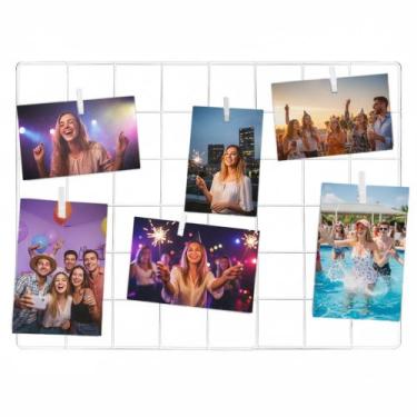 Imagem de Painel de Fotos Memory Board 30x40 Branco Quadro de Recados Porta Retr