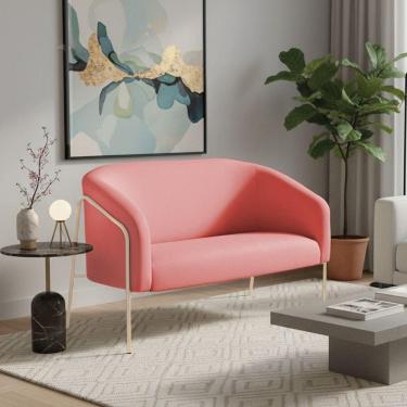 Imagem de Sofá 2 Lugares Namoradeira Stella Industrial Alta Champanhe Suede D03 - D`rossi Cor Rose