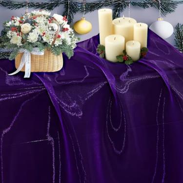 Imagem de MDS Pacote de tecido de organza transparente de 50 jardas para decorações de eventos de festa de casamento, pano de fundo, cortina, artesanato de Natal, vestido, moda, faça você mesmo, parafuso de