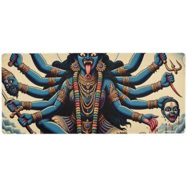 Imagem de Hindu Goddess Kali Navy Desk Mousepad suave, mouse pad grande para jogos, 80 x 30 cm, superfície durável para movimentos precisos do mouse, base antiderrapante