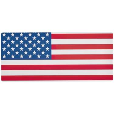Imagem de Mouse pad com bandeira americana dos EUA antiderrapante, mouse pad grande para mulheres de mesa, 80 x 30 cm, superfície lisa para controle de precisão