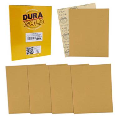 Imagem de Lixa Dura-Gold Premium – 600 – Folhas de tamanho completo de 22,86 cm x 28 cm, trabalhadores de madeira dourados, suporte simples – caixa com 10 folhas – lixamento de bloco de areia à mão, cortado para uso em lixadeiras com acabamento de folha de 1/4, 1/3, 1/2