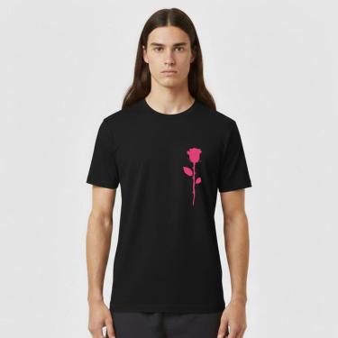 Imagem de Camiseta Masculina Algodão Premium Skate Surf Praia Streetwear BOTÃO DE ROSA-Masculino