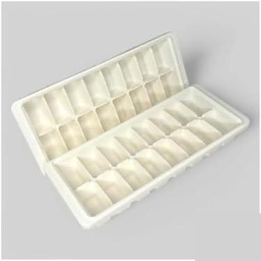 Imagem de Forma de Gelo com Tampa, 16 Cubos, Plástico PP Livre de BPA, Branca, 25,5x11x3,5cm, Kit com 2 Unidades