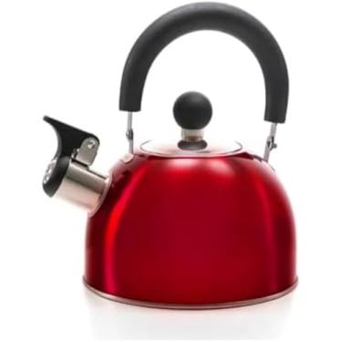 Imagem de Chaleira com Apito Inox, 2,5 Litros, Aço Inoxidável e Plástico, Azul e Vermelha Sortida, 13cm x 19cm