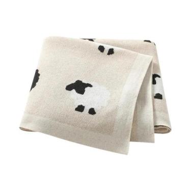 Imagem de Cobertores De Algodão Unissex Para Bebês 90x70cm, Envoltório De Tricô 