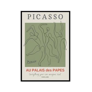 Imagem de Picasso Matisse Flor Bauhaus William Morris Arte de Parede Pintura em Tela Mercado de Flores Galeria Cartazes Impressões Modernas para Decoração de Sala de Estar (SKU9,16x60 cm) (40 x 60 cm), Moldura