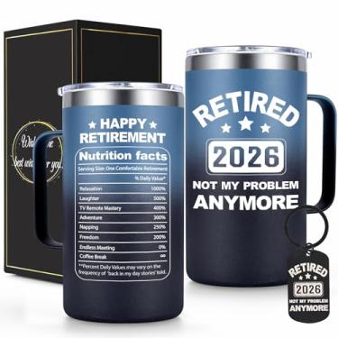 Imagem de Qtencas Retirement Gifts for Men, Retired 2026 Not My Problem Anymore Caneca de café isolada de 590 ml, presentes de aposentadoria para homens, pais, colegas de trabalho, amigos, presente aposentado