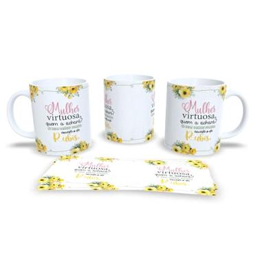 Imagem de Caneca de Cerâmica 325ml Dia da Mulher, Colorida, com Ilustração Floral e Frase Motivacional (18028)