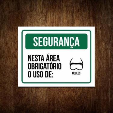Imagem de Placa De Segurança - Nesta Área Uso Obrigatório De Óculos - Sinalizo
